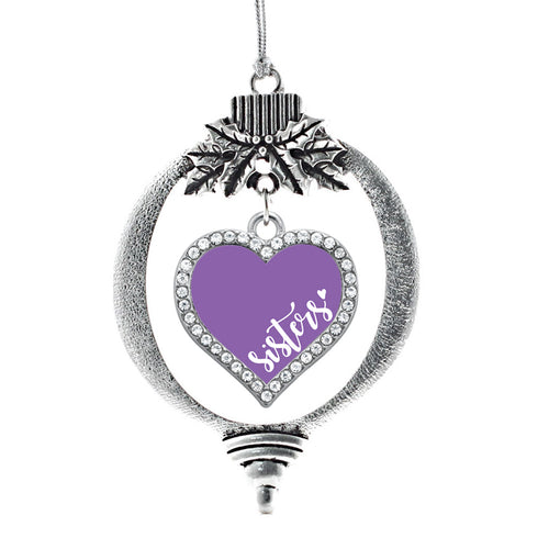 Purple Sisters Open Heart Charm Christmas / Holiday Ornament