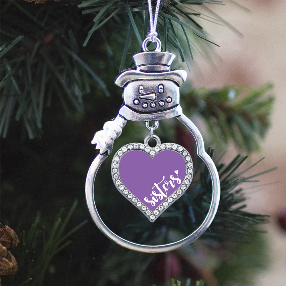 Purple Sisters Open Heart Charm Christmas / Holiday Ornament