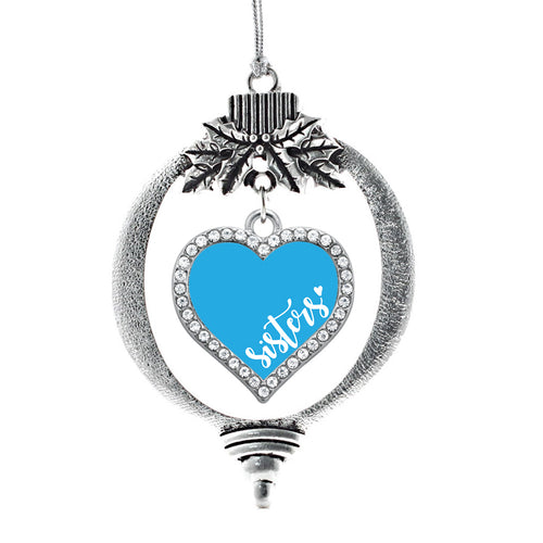 Blue Sisters Open Heart Charm Christmas / Holiday Ornament