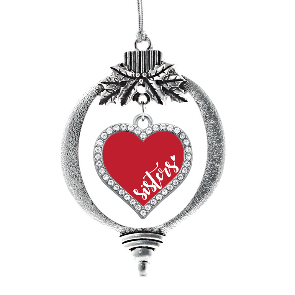 Red Sisters Open Heart Charm Christmas / Holiday Ornament