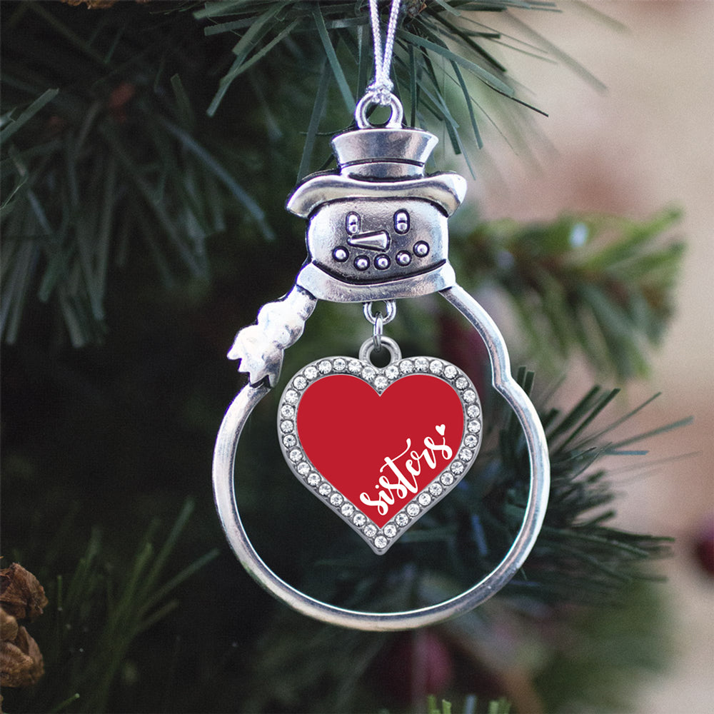 Red Sisters Open Heart Charm Christmas / Holiday Ornament