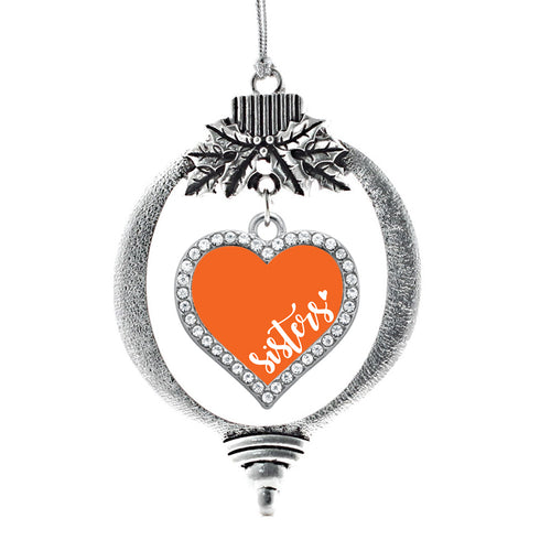 Orange Sisters Open Heart Charm Christmas / Holiday Ornament