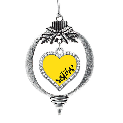 Yellow Sisters Open Heart Charm Christmas / Holiday Ornament