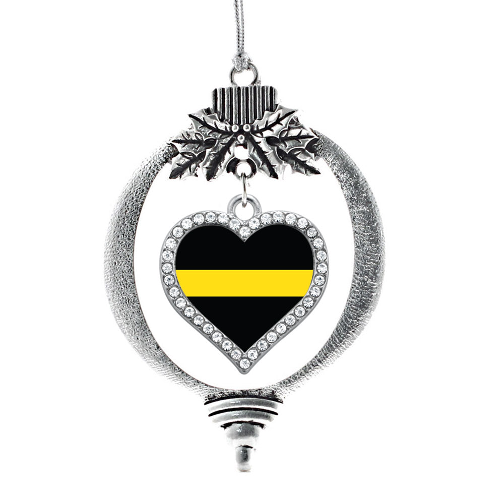 Thin Yellow Line Dispatcher Support Open Heart Charm Christmas / Holiday Ornament