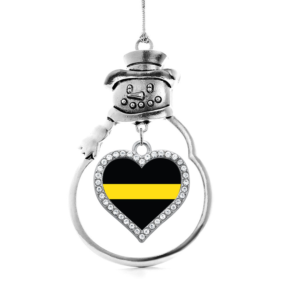 Thin Yellow Line Dispatcher Support Open Heart Charm Christmas / Holiday Ornament