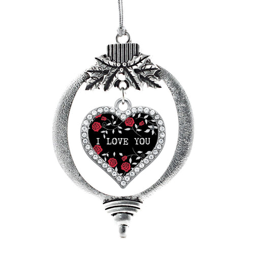 Red Roses I Love You Open Heart Charm Christmas / Holiday Ornament