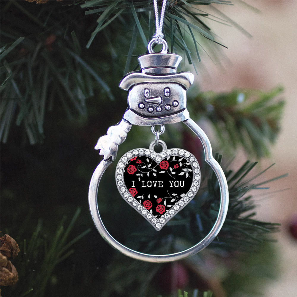Red Roses I Love You Open Heart Charm Christmas / Holiday Ornament