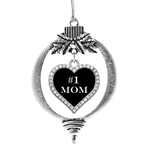 #1 Mom Open Heart Charm Christmas / Holiday Ornament
