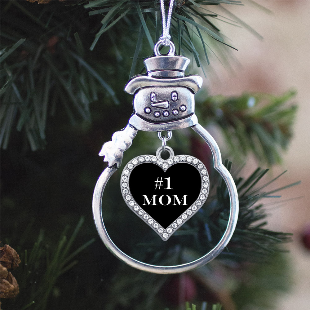 #1 Mom Open Heart Charm Christmas / Holiday Ornament