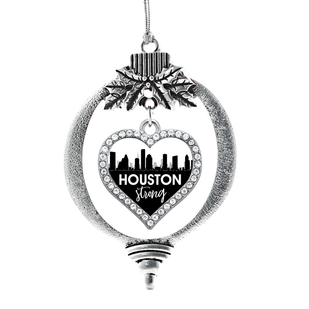 Houston Strong Cityscape Open Heart Charm Christmas / Holiday Ornament