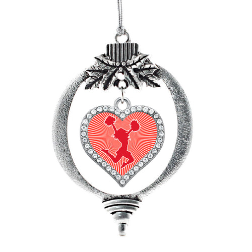 Red Cheerleader Open Heart Charm Christmas / Holiday Ornament