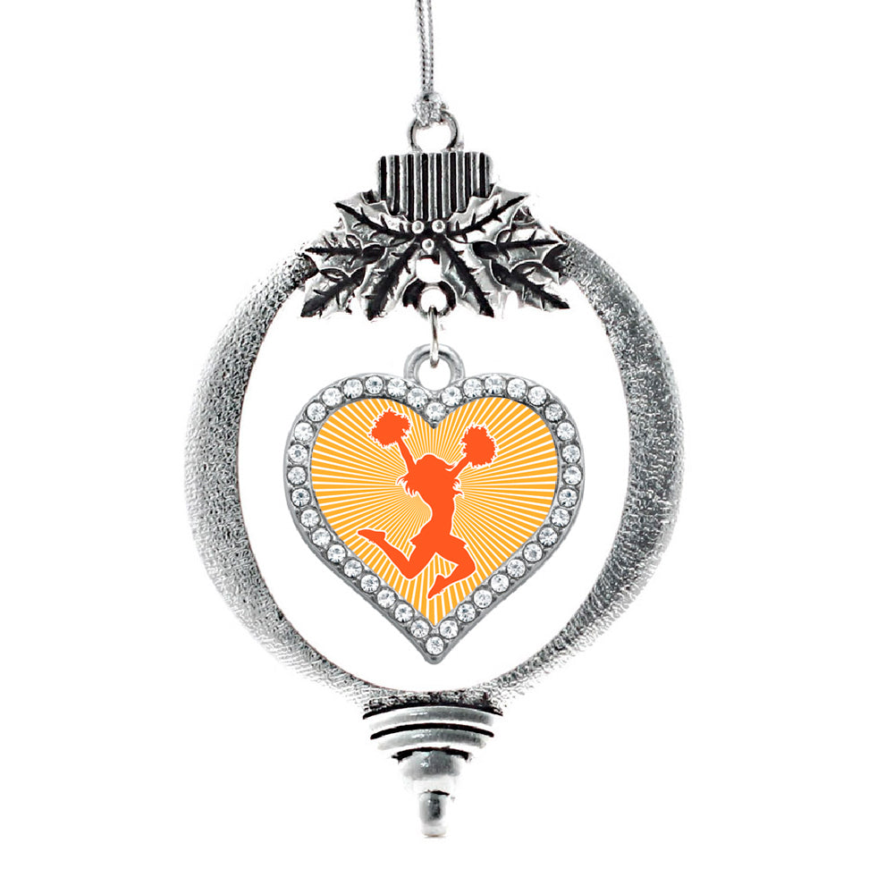 Orange Cheerleader Open Heart Charm Christmas / Holiday Ornament