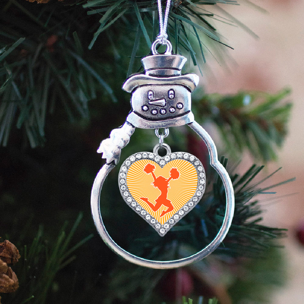 Orange Cheerleader Open Heart Charm Christmas / Holiday Ornament