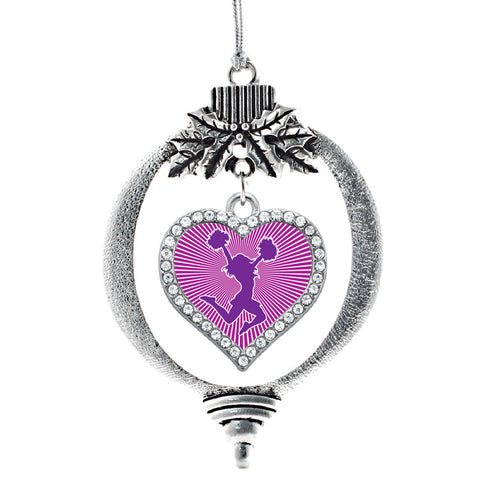Purple Cheerleader Open Heart Charm Christmas / Holiday Ornament