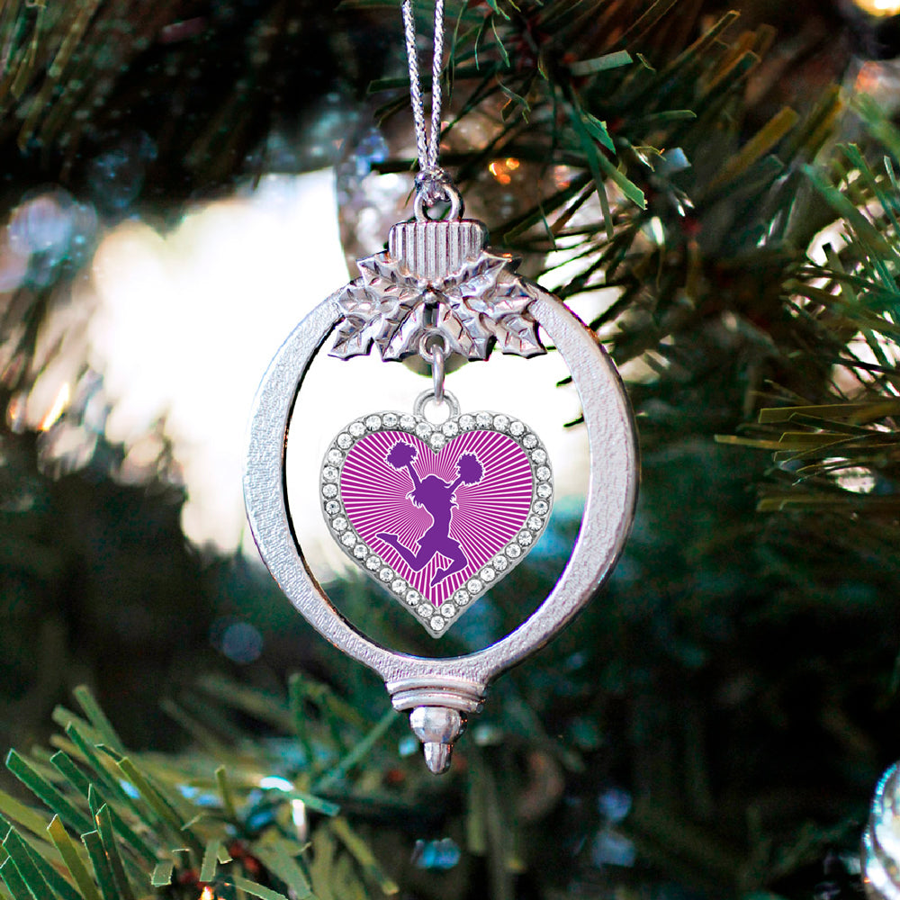 Purple Cheerleader Open Heart Charm Christmas / Holiday Ornament