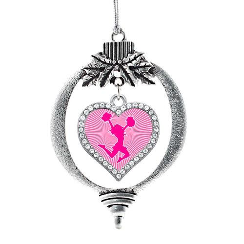 Pink Cheerleader Open Heart Charm Christmas / Holiday Ornament