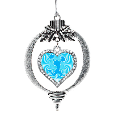 Light Blue Cheerleader Open Heart Charm Christmas / Holiday Ornament
