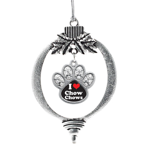 I Love Chow Chows Pave Paw Print Charm Christmas / Holiday Ornament