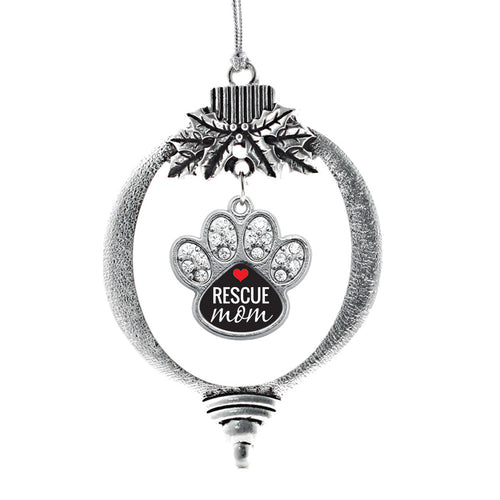 Rescue Mom Pave Paw Print Charm Christmas / Holiday Ornament