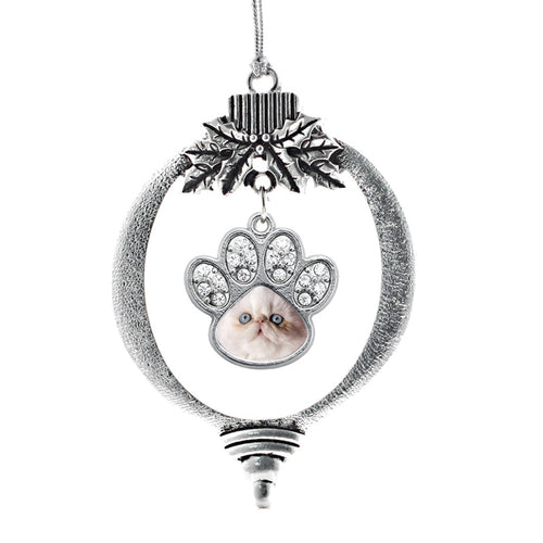 Persian Cat Pave Paw Print Charm Christmas / Holiday Ornament