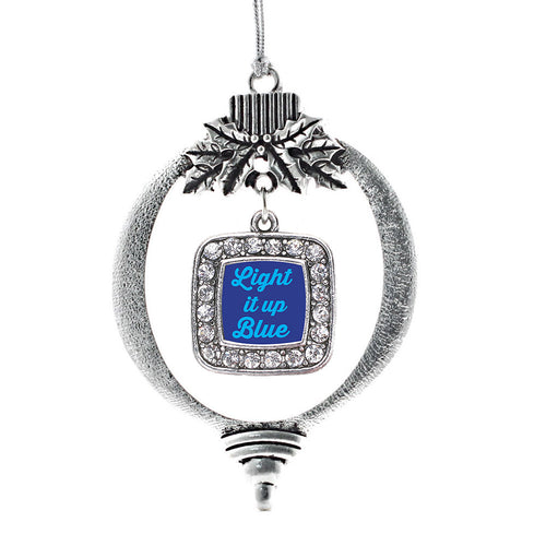 Light It Up Autism Awareness Square Charm Christmas / Holiday Ornament