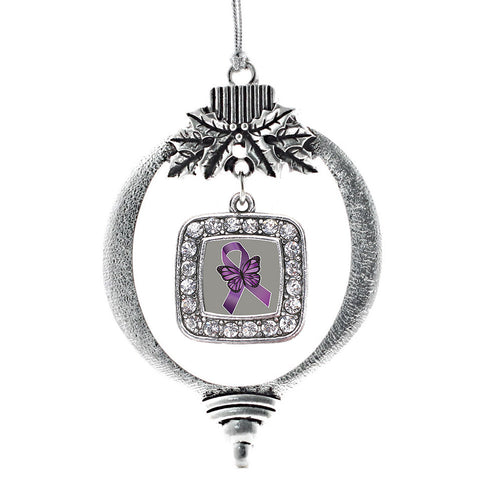 Fibromyalgia Awareness Square Charm Christmas / Holiday Ornament