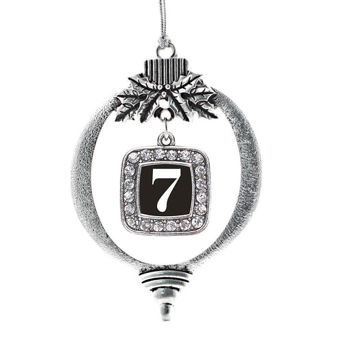 Number 7 Square Charm Christmas / Holiday Ornament