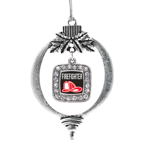 Firefighter Square Charm Christmas / Holiday Ornament