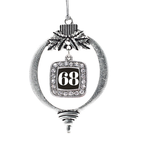 Number 68 Square Charm Christmas / Holiday Ornament