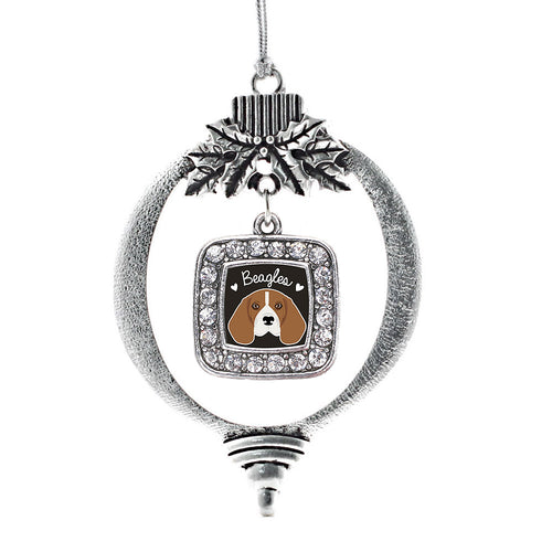 Beagle Lover Square Charm Christmas / Holiday Ornament