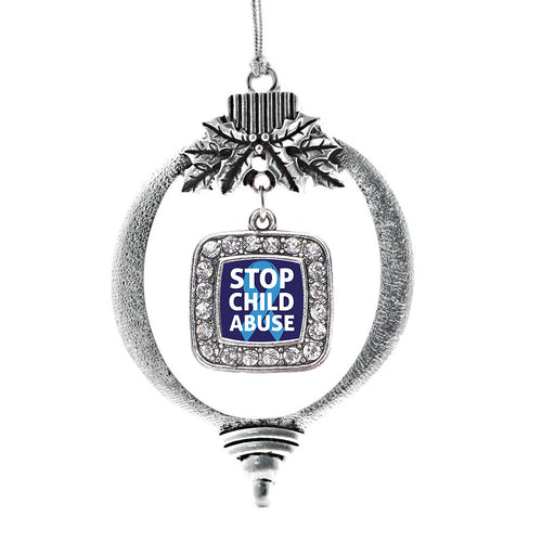 Stop Child Abuse Square Charm Christmas / Holiday Ornament