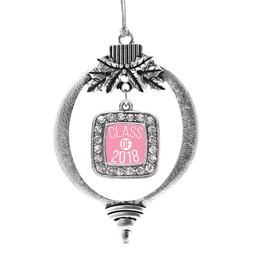 Pink Class of 2018 Square Charm Christmas / Holiday Ornament