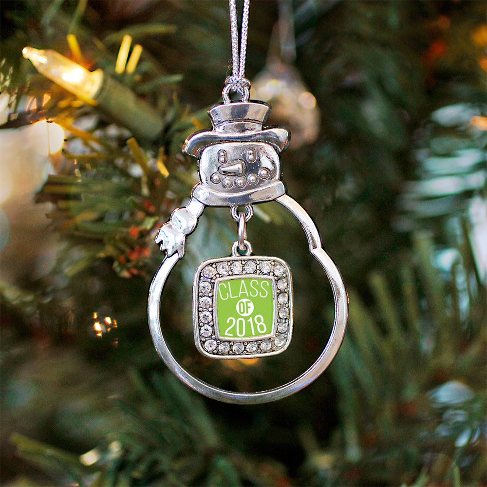 Lime Green Class of 2018 Square Charm Christmas / Holiday Ornament
