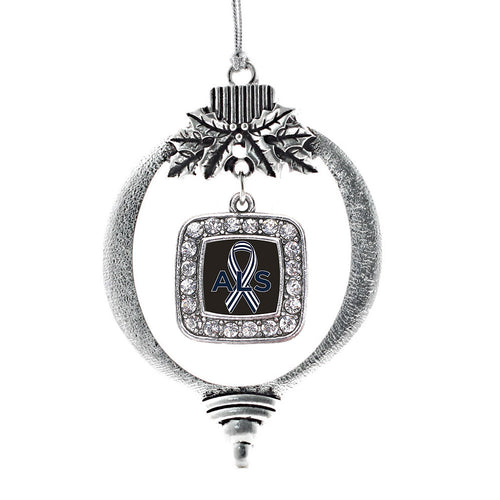 ALS Awareness Square Charm Christmas / Holiday Ornament