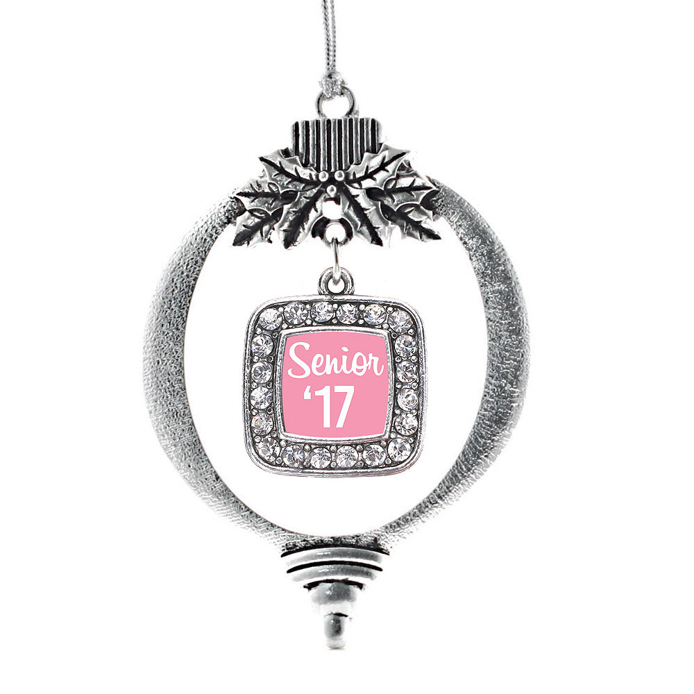 Pink Senior '17 Square Charm Christmas / Holiday Ornament