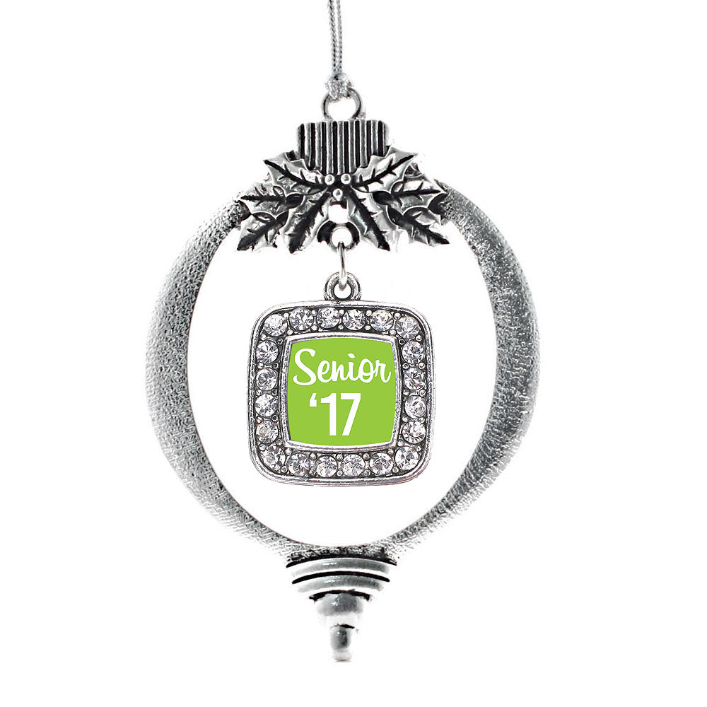 Lime Green Senior '17 Square Charm Christmas / Holiday Ornament