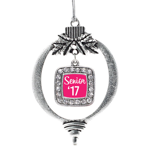 Fuchsia Senior '17 Square Charm Christmas / Holiday Ornament