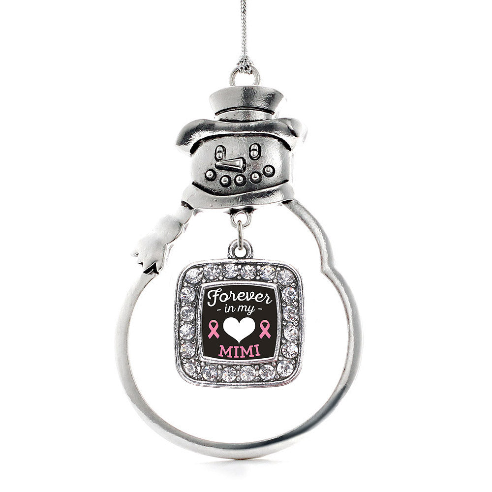 Forever in my Heart Mimi Breast Cancer Support Square Charm Christmas / Holiday Ornament