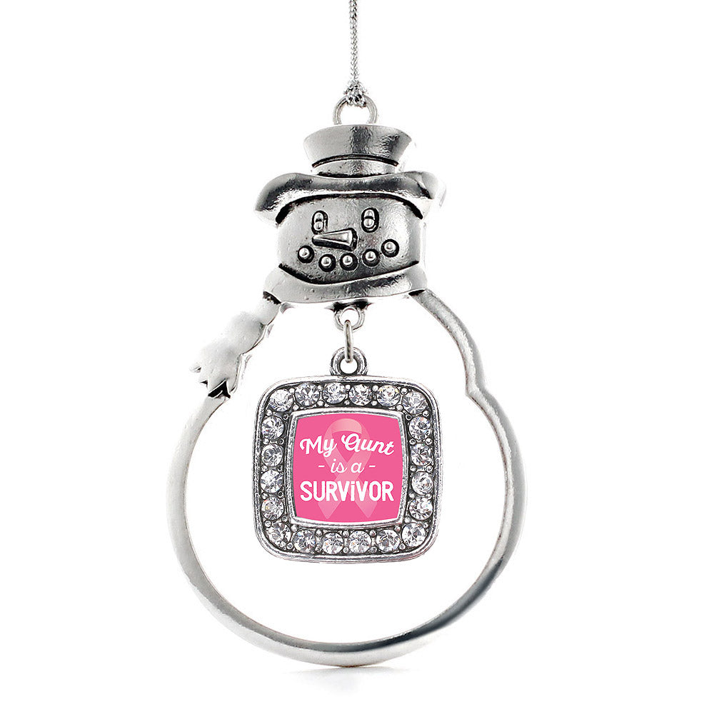 My Aunt is a Survivor Breast Cancer Awareness Square Charm Christmas / Holiday Ornament