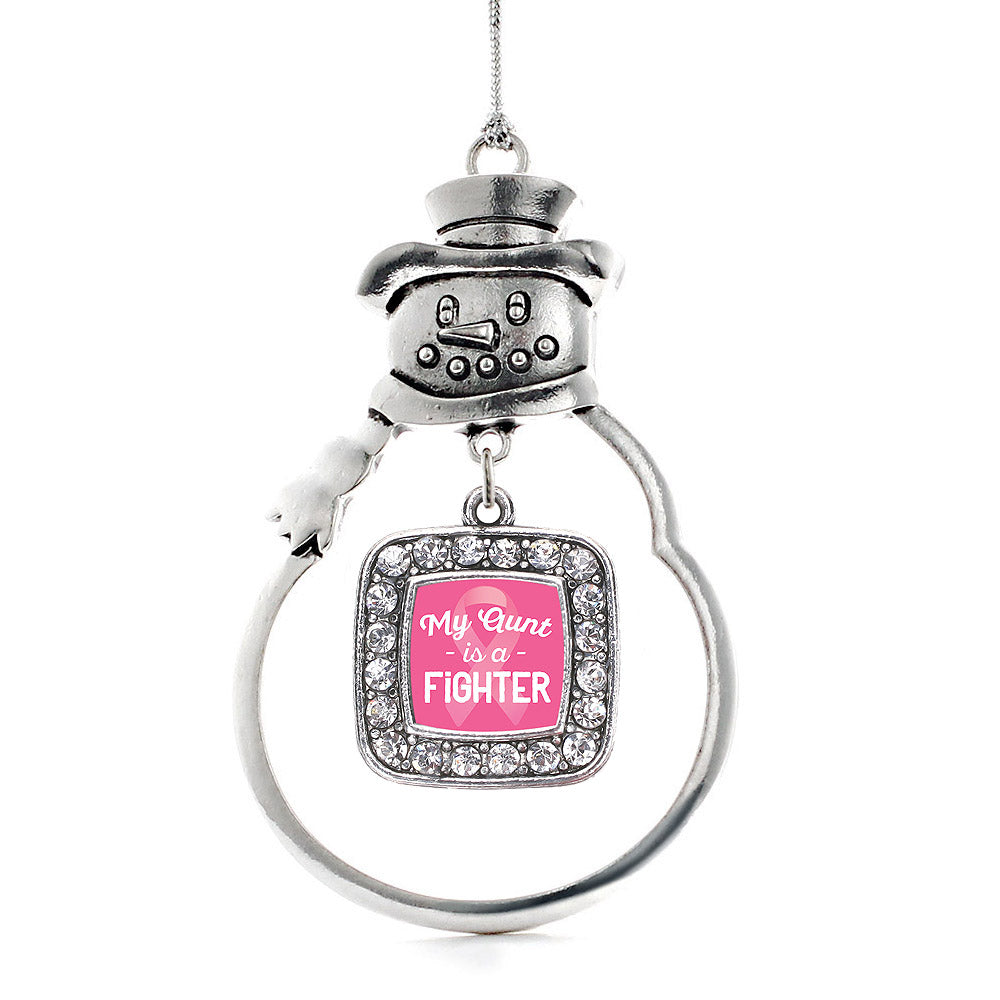 My Aunt is a Fighter Breast Cancer Awareness Square Charm Christmas / Holiday Ornament