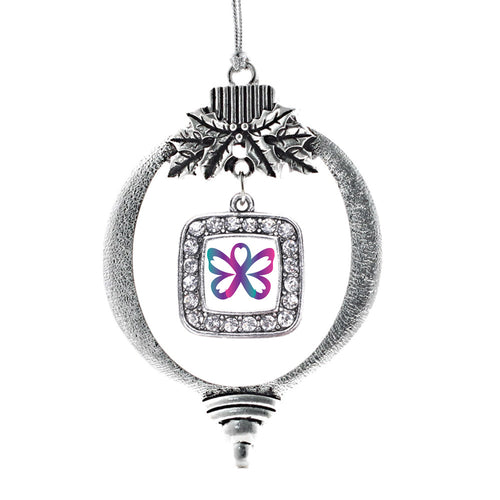 Thyroid Butterfly Square Charm Christmas / Holiday Ornament