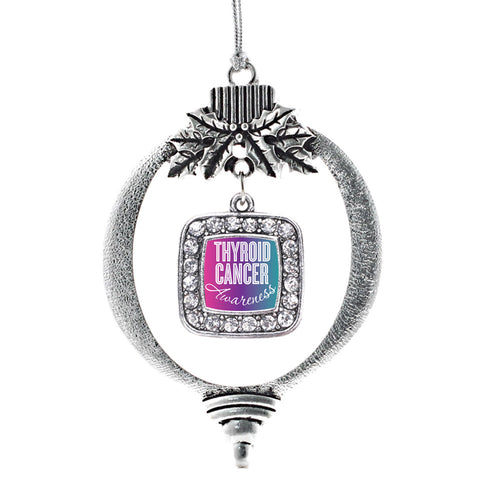 Thyroid Cancer Awareness Square Charm Christmas / Holiday Ornament