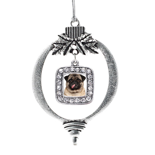 Pug Face Square Charm Christmas / Holiday Ornament