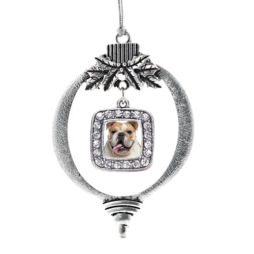 Bulldog Face Square Charm Christmas / Holiday Ornament