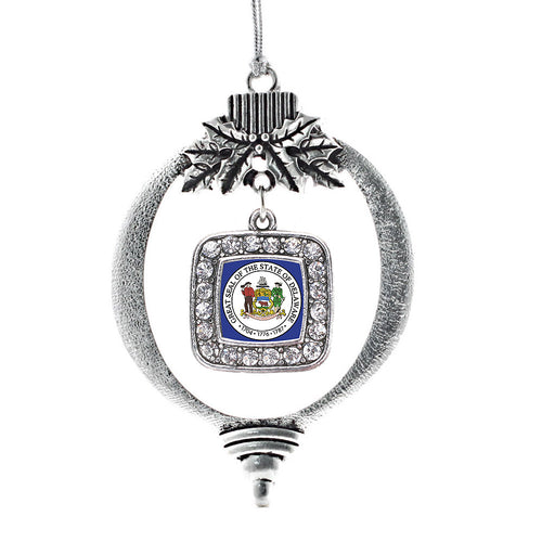 Delaware Flag Square Charm Christmas / Holiday Ornament