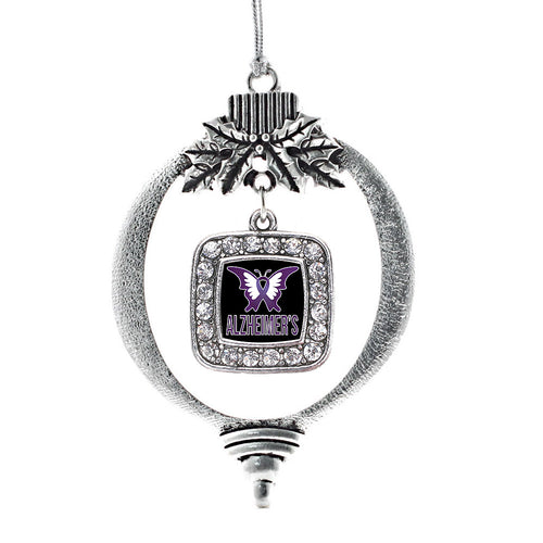 Alzheimers Awareness Square Charm Christmas / Holiday Ornament