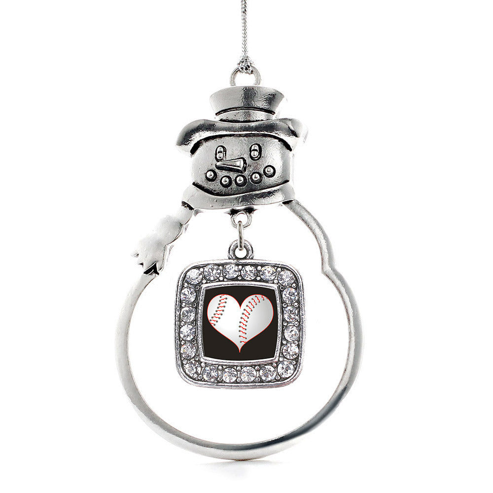 Heart Of A Baseball Player Square Charm Christmas / Holiday Ornament