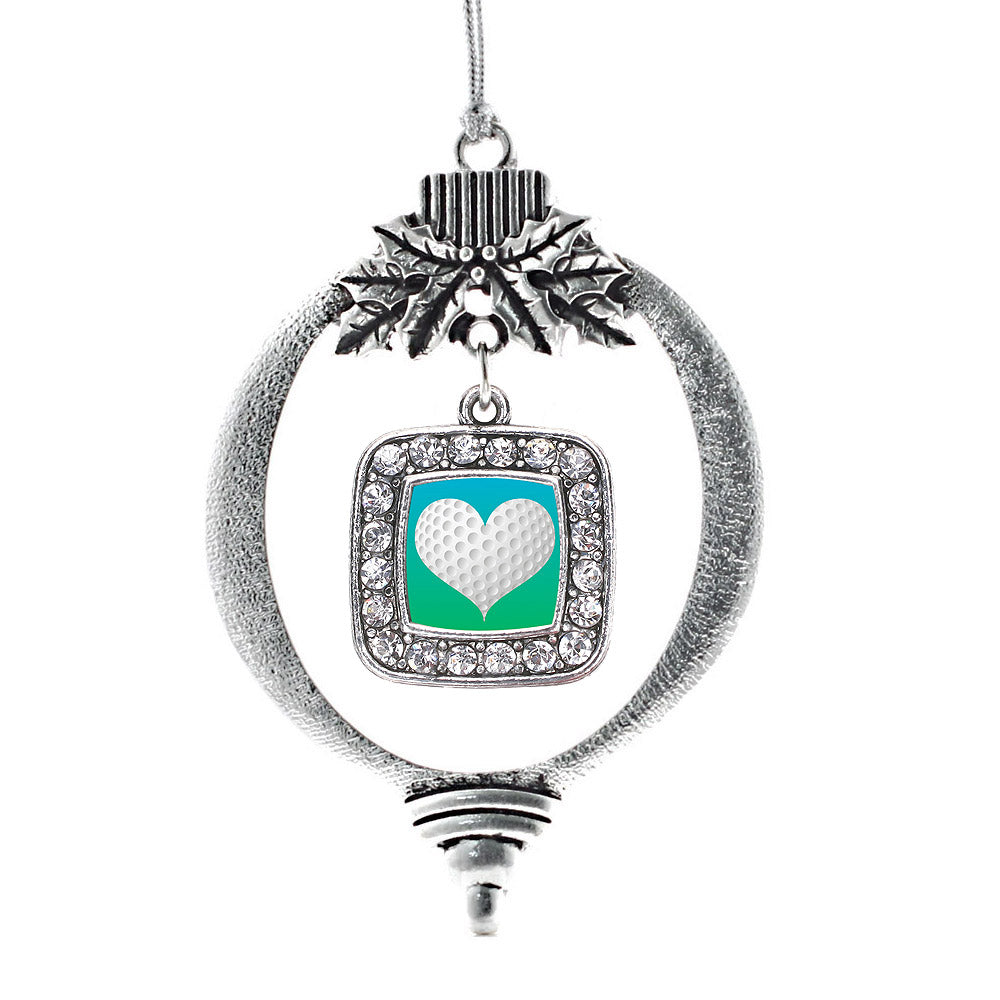 Heart Of A Golfer Square Charm Christmas / Holiday Ornament