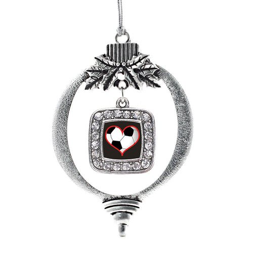 Heart Of A Soccer Player Square Charm Christmas / Holiday Ornament