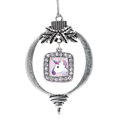 Unicorn Emoji Square Charm Christmas / Holiday Ornament